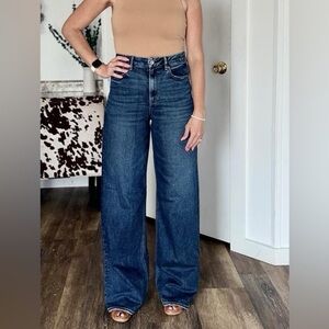 American Eagle Curvy Super High Rise Baggy Wide Leg Jeans 14 Long